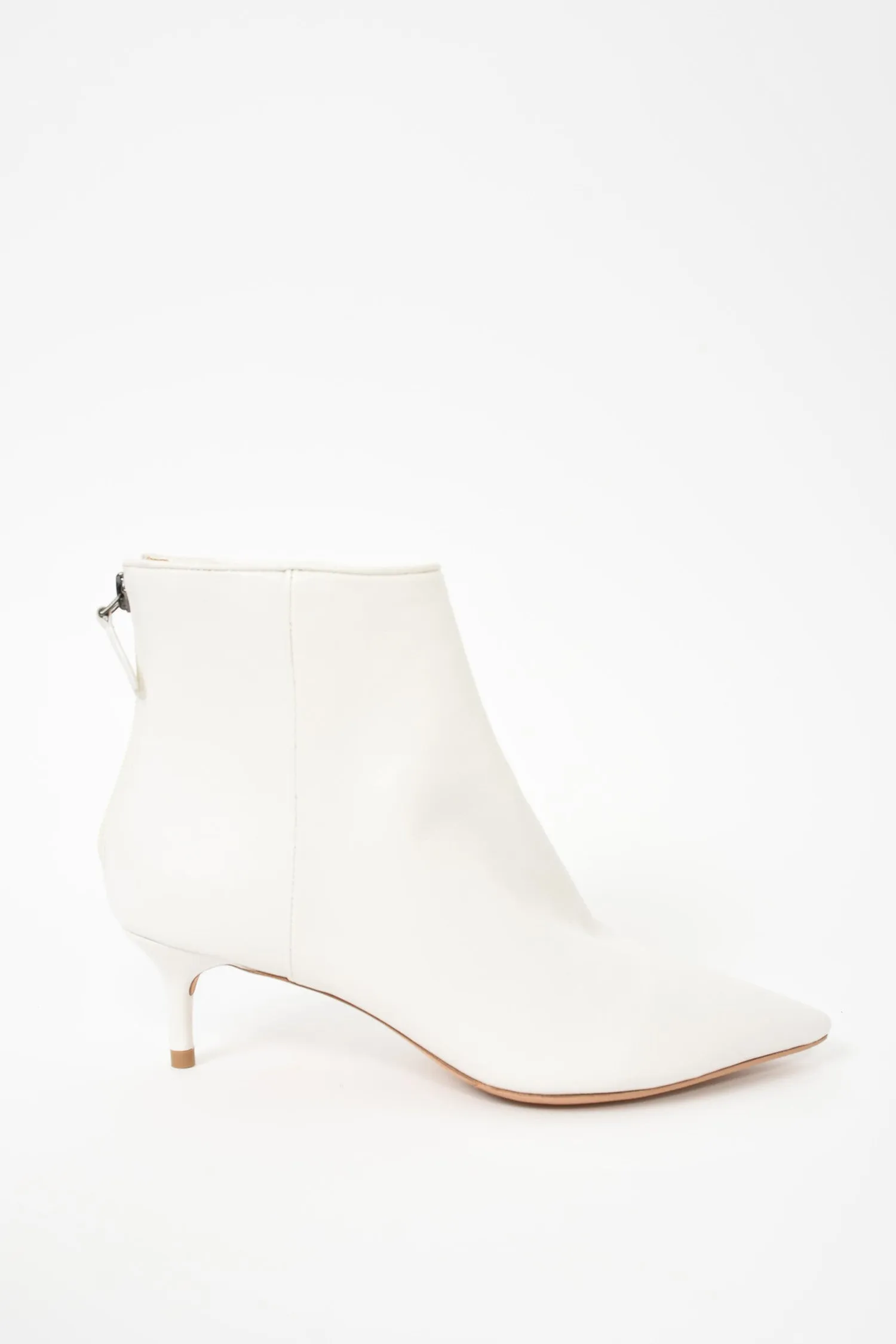 Alexandre Birman White Leather Kitten Heel Booties Size 6