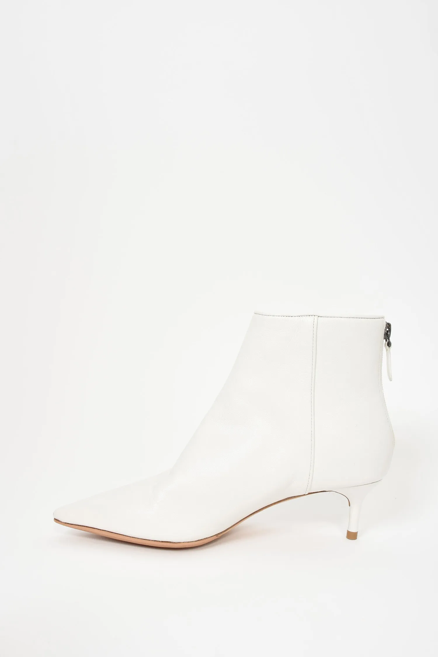 Alexandre Birman White Leather Kitten Heel Booties Size 6