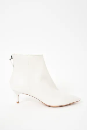 Alexandre Birman White Leather Kitten Heel Booties Size 6