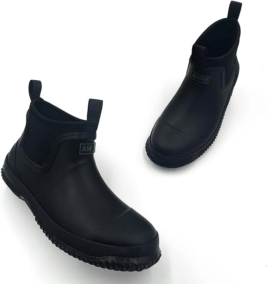 Amoji Men Short Rain Boots Rubber Fishing Deck Boots KL1000