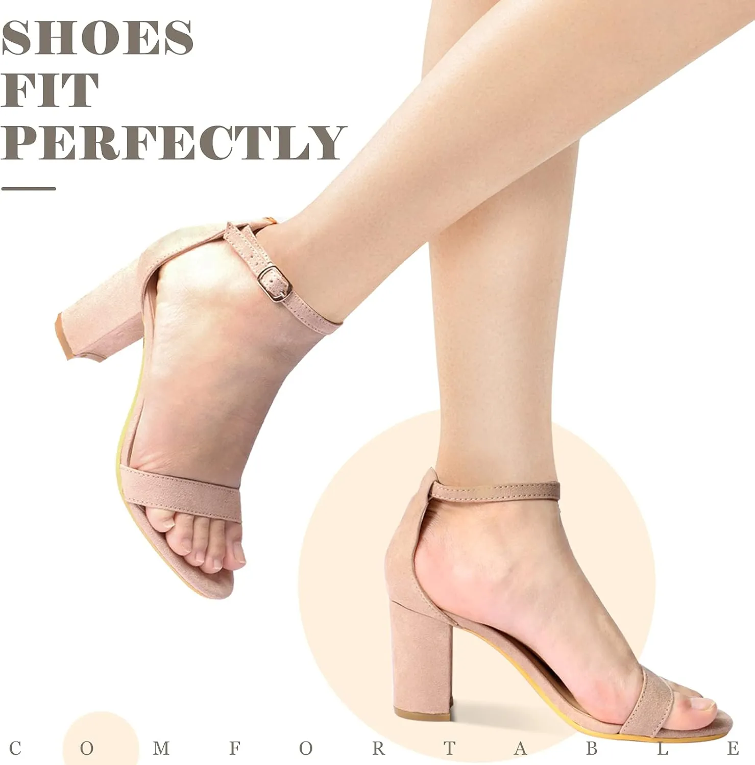 Ankis Heels for Women Open Toe Ankle Strap Chunky Heel Sandals 2.75 Inch