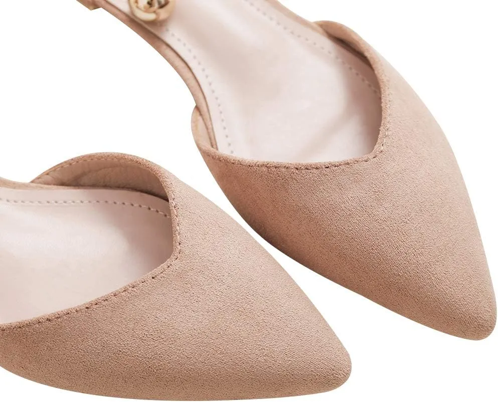 ANUFER Women Pointed Toe Velvet Ballerinas Elegant D'Orsay Pumps Flat Dress Shoes