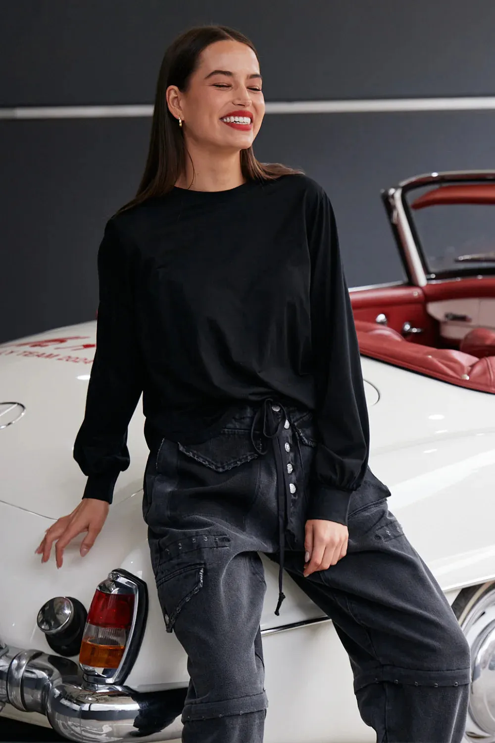 BAXER LONG SLEEVED T-SHIRT - BLACK