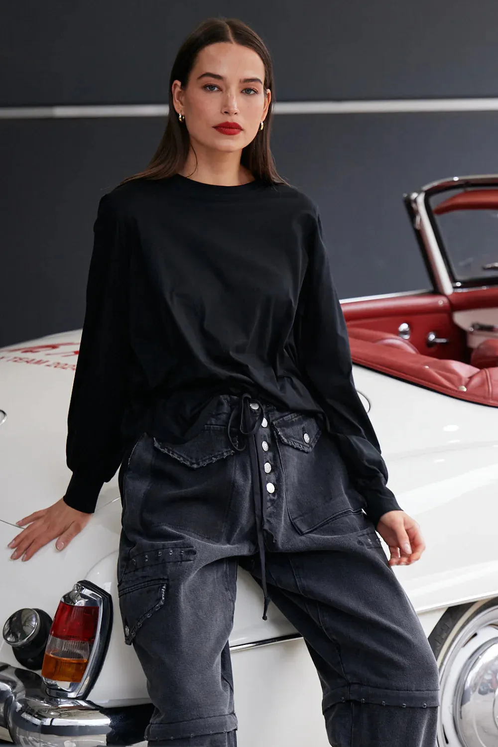 BAXER LONG SLEEVED T-SHIRT - BLACK