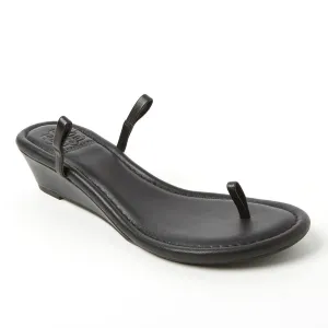 Black Leather Wedge