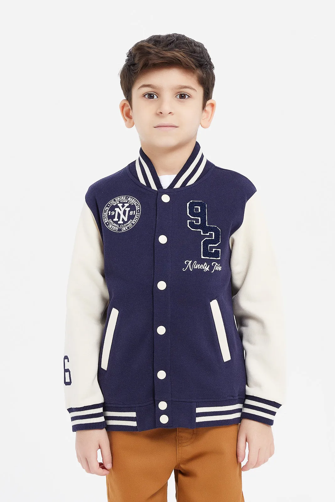 Boys Navy Baseball Jacket