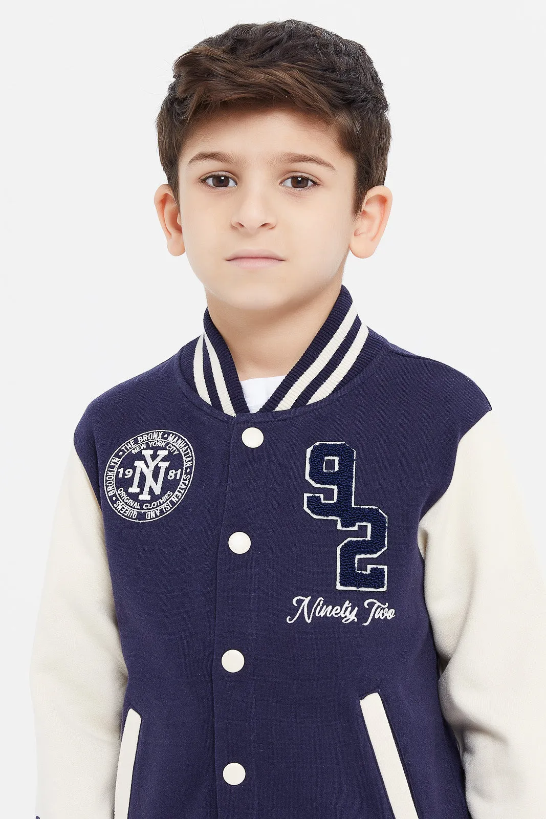 Boys Navy Baseball Jacket