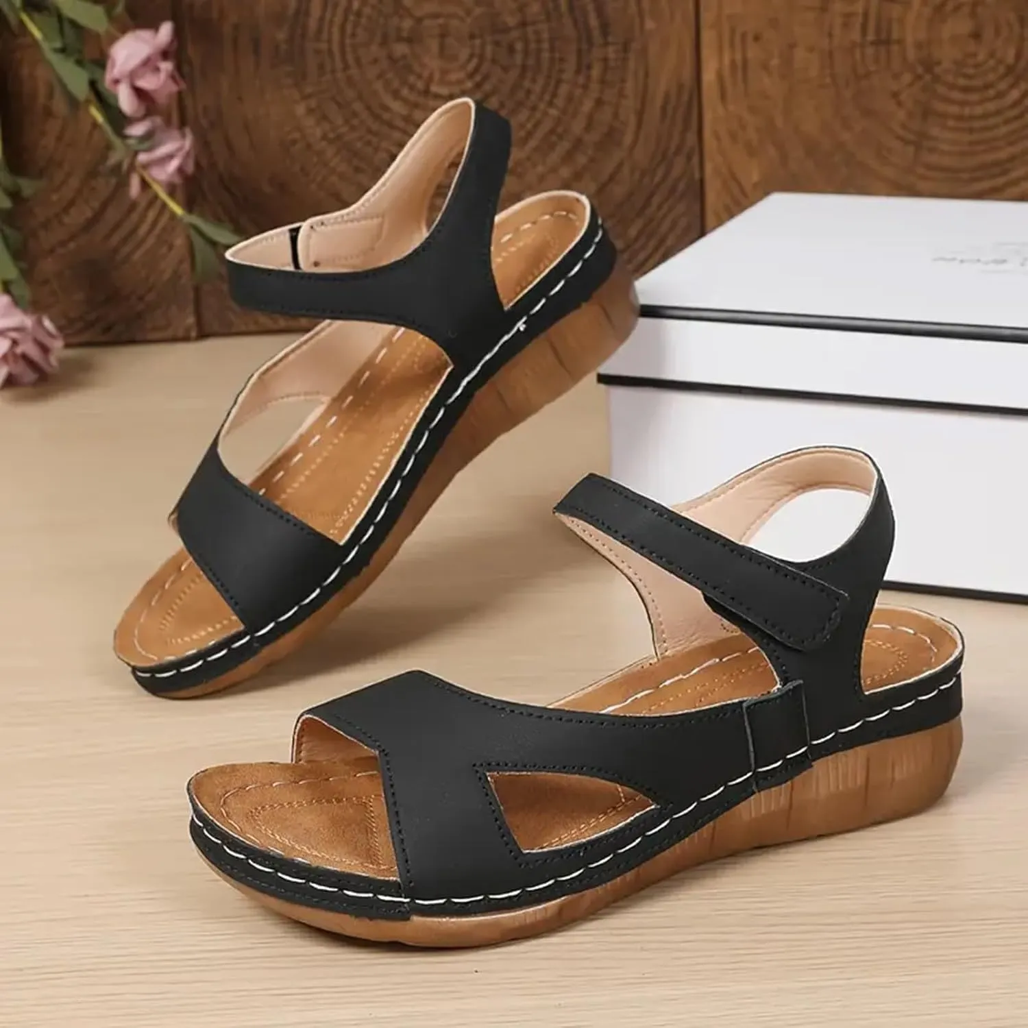 Comfortable Wedge Wedges Sandals Slip on Low Heel With Arch Support for Women Spring Summer Womens Open Toe Non-slip Dressy Slip on Wedges Shoes Hiking Waterproof Comfortable Dresses Wedding