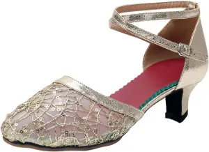 CsgrFagr Women Rhinestone Ballroom Dance Shoes Latin Salsa Performance Dance Shoes Womens Light Sandals (Gold, 6.5)