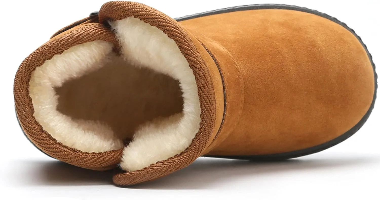 DADAWEN Baby's Boy's Girl's Toddler Fashion Cute Waterproof Outdoor Fur Lining Non-Slip Warm Snow Boots