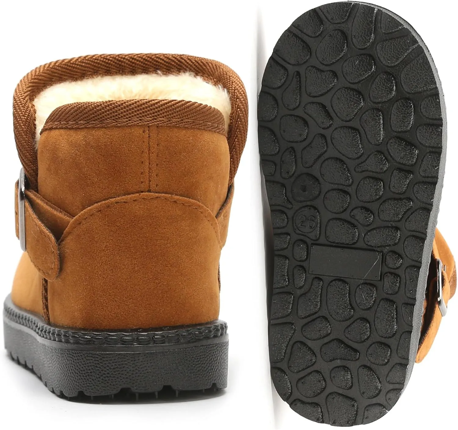 DADAWEN Baby's Boy's Girl's Toddler Fashion Cute Waterproof Outdoor Fur Lining Non-Slip Warm Snow Boots