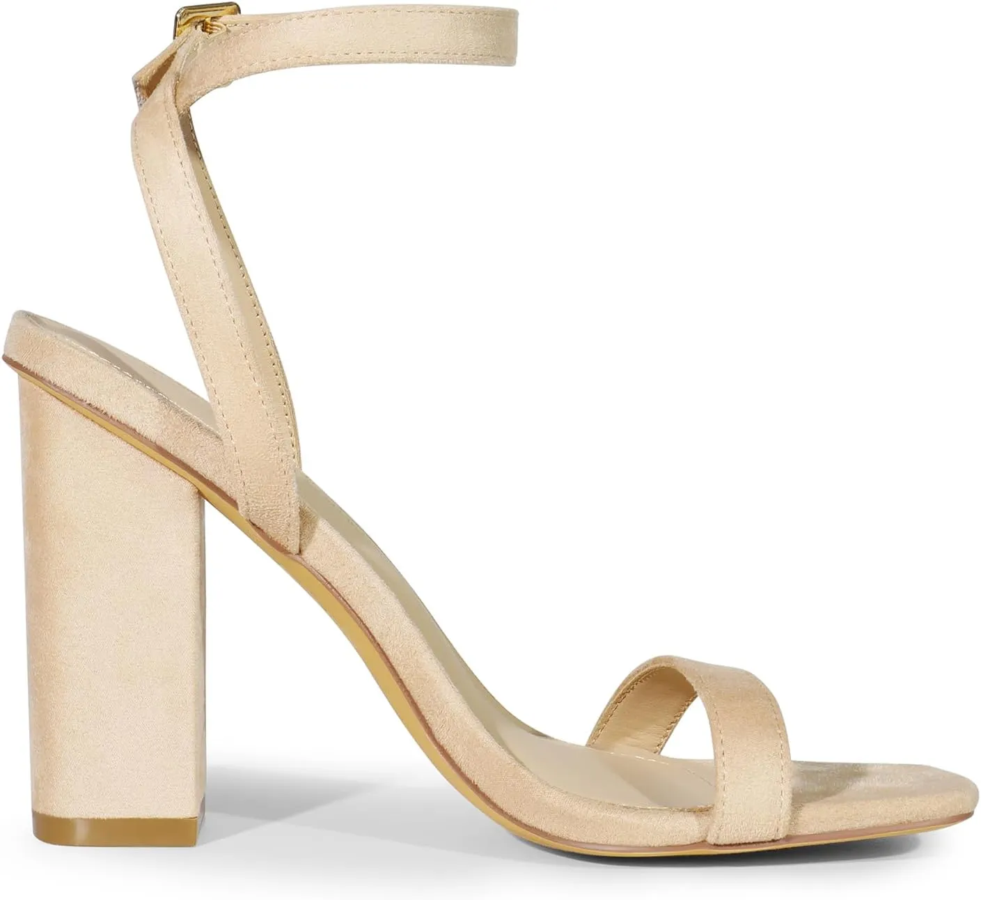 DREAM PAIRS Women's Chunky High Heels Sandals, Ankle Strap Open Square Toe Block Heels Cute Sparkly Heels for Wedding Party