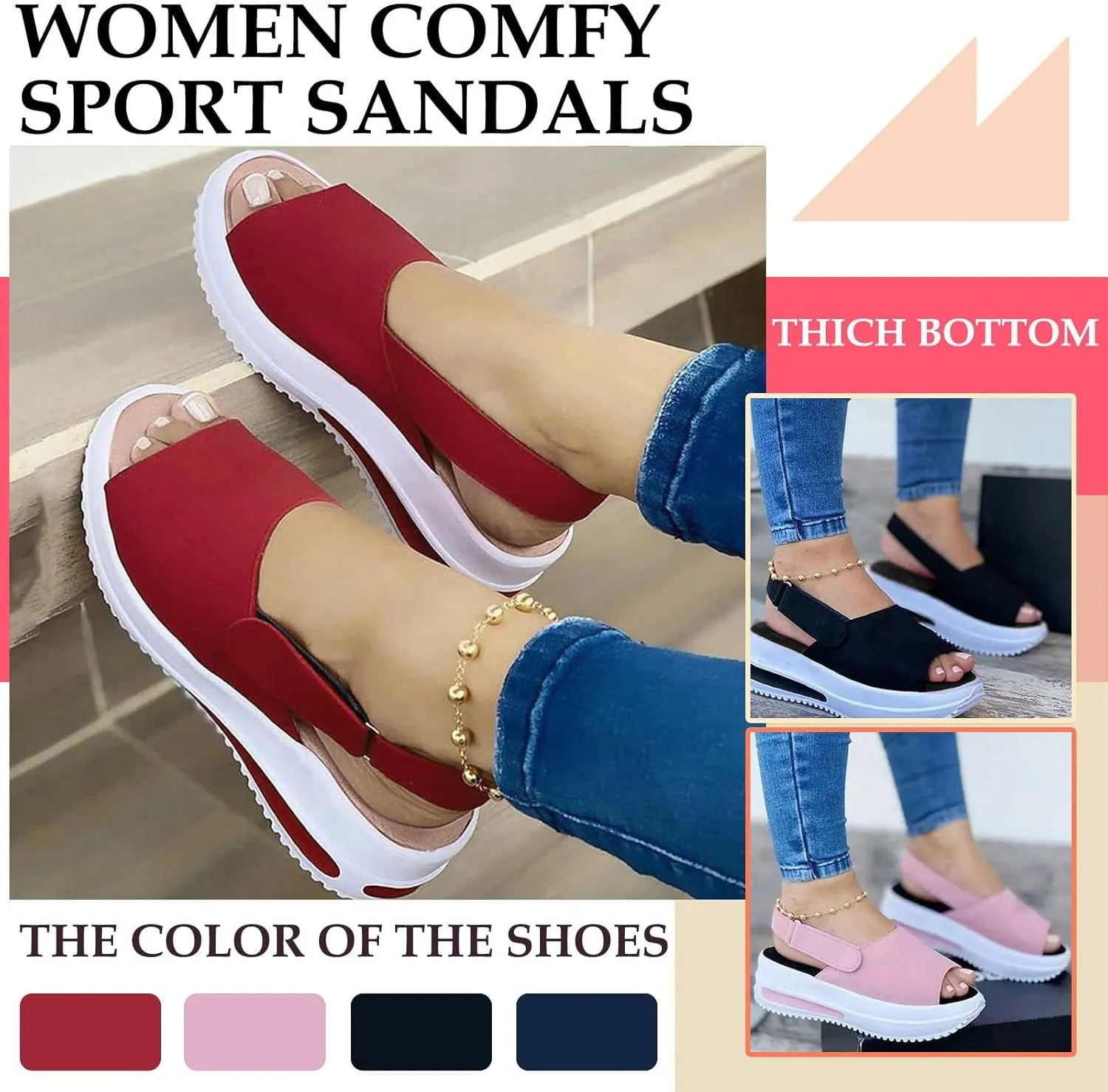 Eduavar Sandals Women Dressy Summer, Womens Sandals Fashion Sport Open Toe Sandals Shoes Casaul Wedge Platforms Sandals