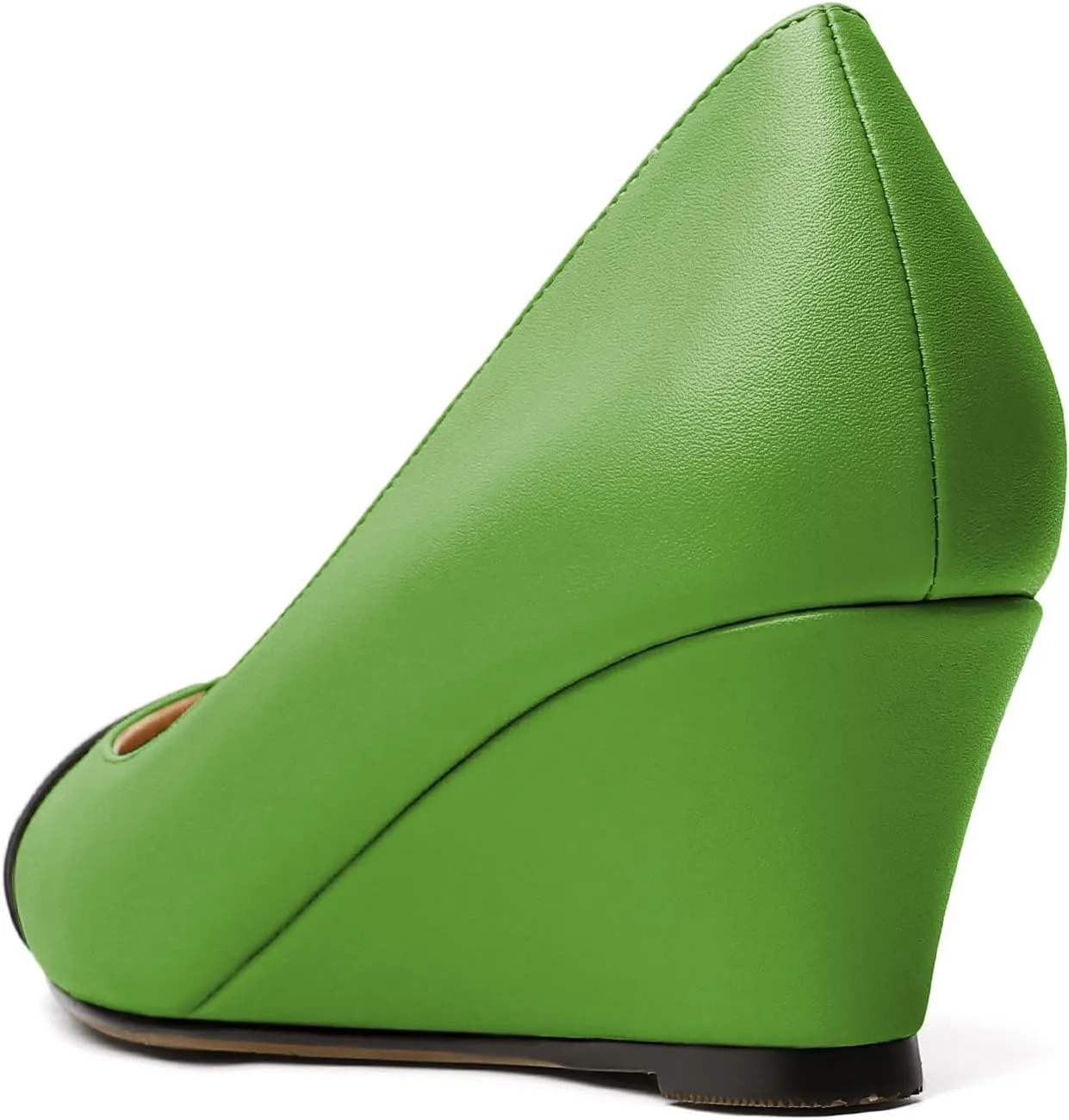 Eldof Women's Square Toe Slip On Low Heel Wedge Pumps Shoes 2 Inch Cap Toe Wedges Heels for Dress Working Evening