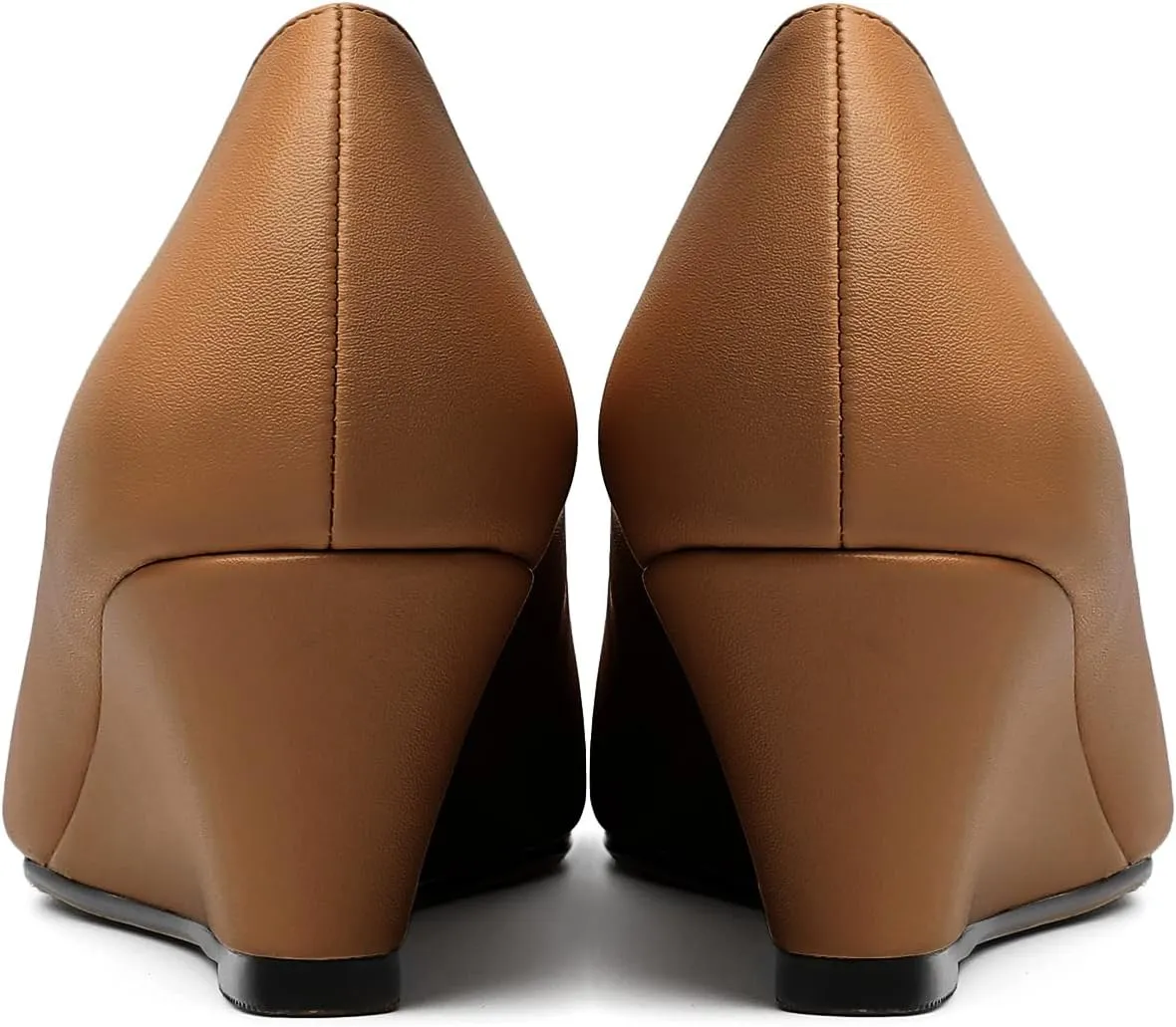 Eldof Women's Square Toe Slip On Low Heel Wedge Pumps Shoes 2 Inch Cap Toe Wedges Heels for Dress Working Evening