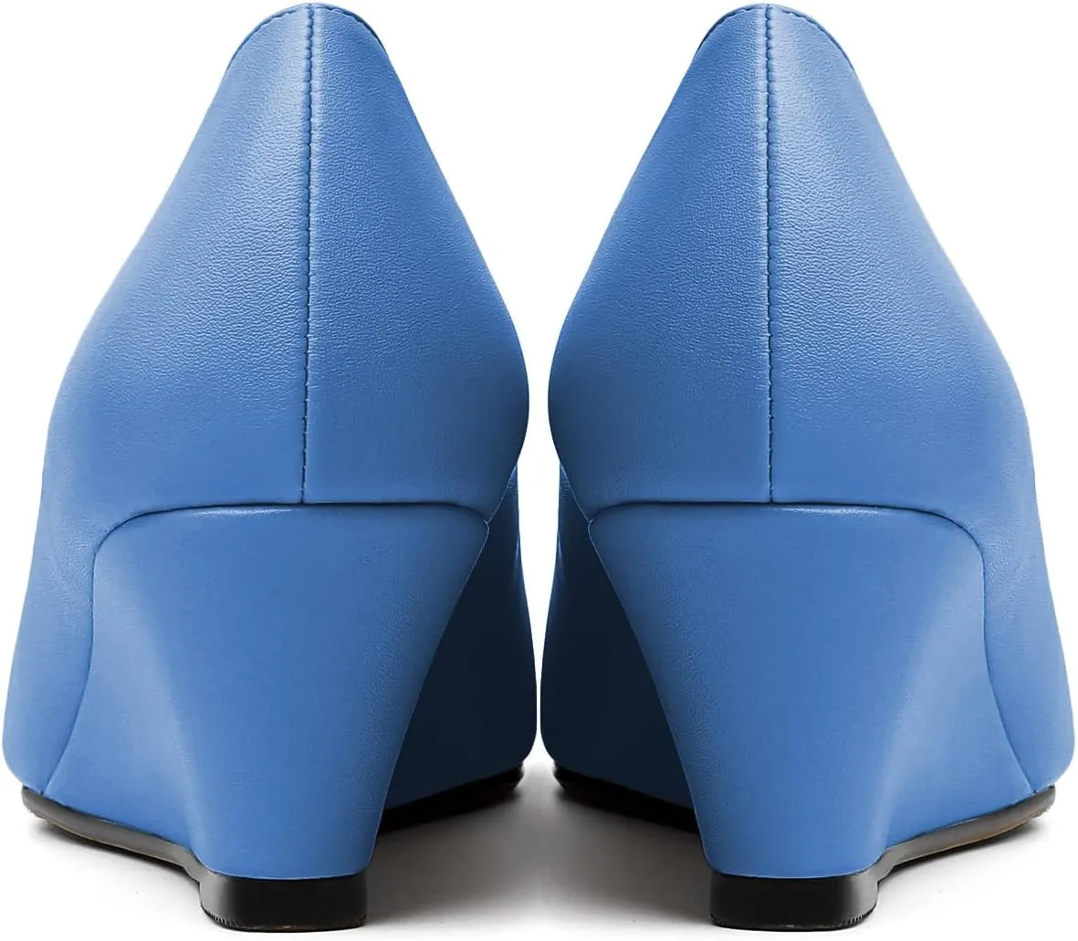 Eldof Women's Square Toe Slip On Low Heel Wedge Pumps Shoes 2 Inch Cap Toe Wedges Heels for Dress Working Evening