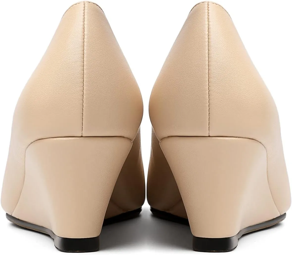 Eldof Women's Square Toe Slip On Low Heel Wedge Pumps Shoes 2 Inch Cap Toe Wedges Heels for Dress Working Evening