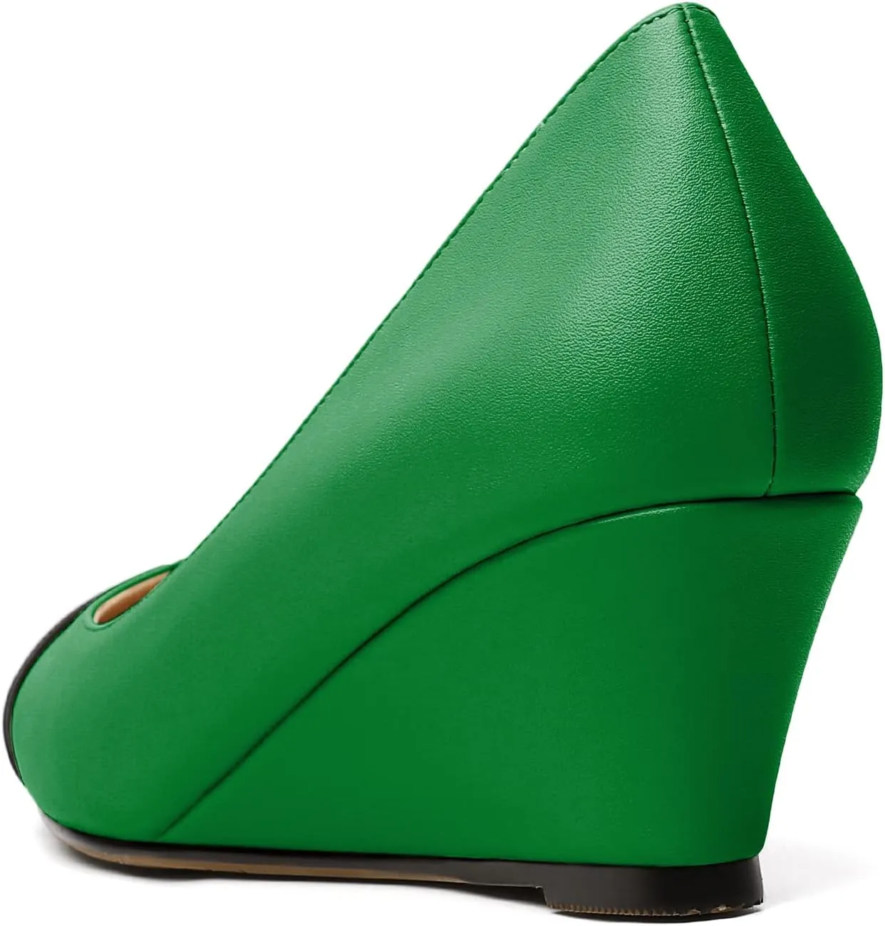 Eldof Women's Square Toe Slip On Low Heel Wedge Pumps Shoes 2 Inch Cap Toe Wedges Heels for Dress Working Evening