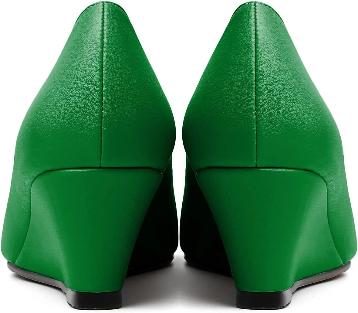 Eldof Women's Square Toe Slip On Low Heel Wedge Pumps Shoes 2 Inch Cap Toe Wedges Heels for Dress Working Evening