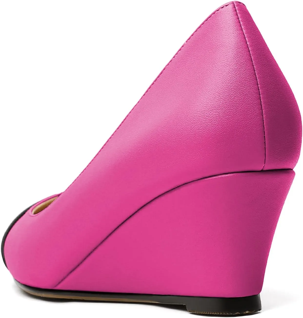 Eldof Women's Square Toe Slip On Low Heel Wedge Pumps Shoes 2 Inch Cap Toe Wedges Heels for Dress Working Evening