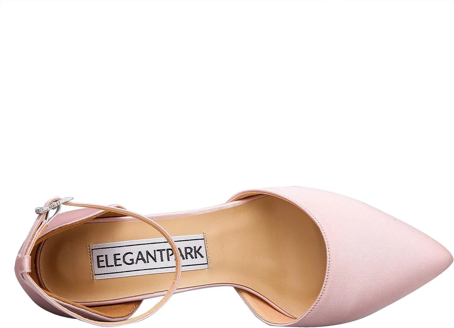 ELEGANTPARK Heels for Women Pointed Toe High Heel Pumps Satin Ankle Strap Wedding Bridal Evening Party Dress Shoes