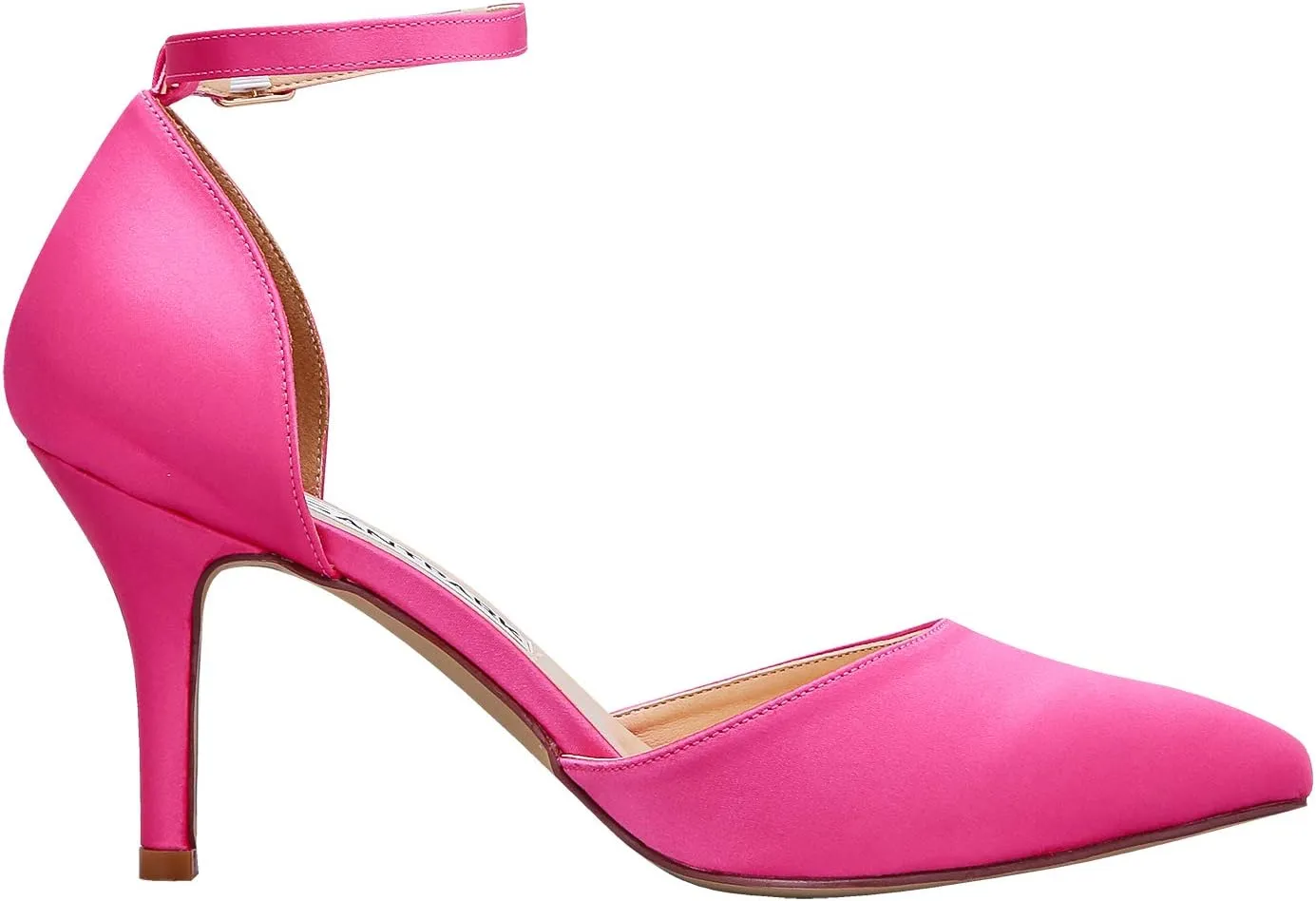 ELEGANTPARK Heels for Women Pointed Toe High Heel Pumps Satin Ankle Strap Wedding Bridal Evening Party Dress Shoes