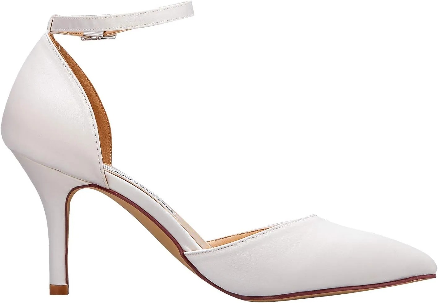 ELEGANTPARK Heels for Women Pointed Toe High Heel Pumps Satin Ankle Strap Wedding Bridal Evening Party Dress Shoes