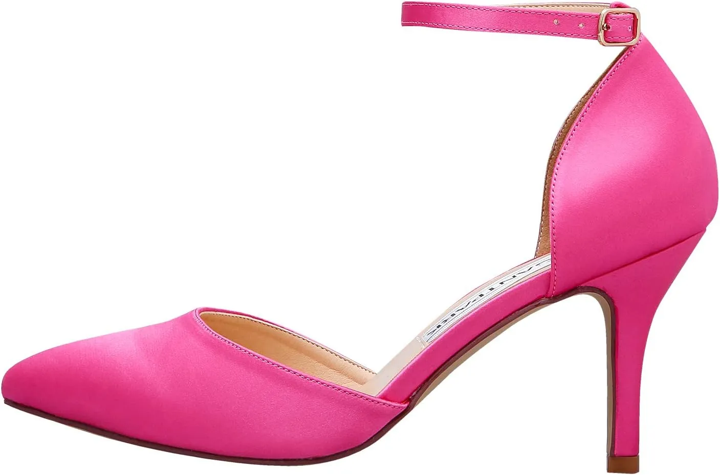 ELEGANTPARK Heels for Women Pointed Toe High Heel Pumps Satin Ankle Strap Wedding Bridal Evening Party Dress Shoes