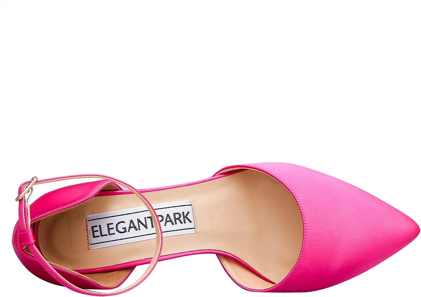 ELEGANTPARK Heels for Women Pointed Toe High Heel Pumps Satin Ankle Strap Wedding Bridal Evening Party Dress Shoes