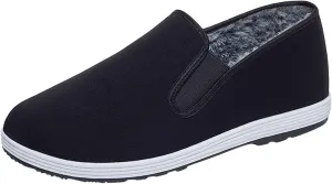 Fashion Autumn and Winter Men Casual Shoes Flat Lightwight Velvet Warm and Comfortable Solid Color Slip On Mens Dress Loafer Shoes Size 11 (Black, 8)