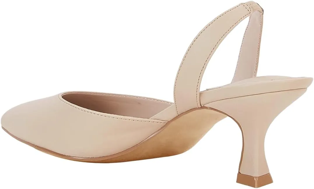 FOWT Women Pointed Toe Slip On Pumps Sexy Kitten Low Heel Slingback Comfortable Daily Shopping Proms Dancing Dress Shoes Size 4-16 US