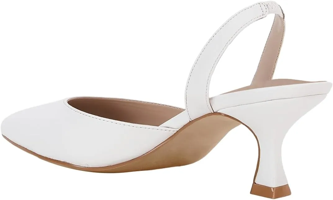 FOWT Women Pointed Toe Slip On Pumps Sexy Kitten Low Heel Slingback Comfortable Daily Shopping Proms Dancing Dress Shoes Size 4-16 US