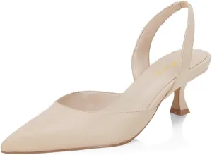 FOWT Women Pointed Toe Slip On Pumps Sexy Kitten Low Heel Slingback Comfortable Daily Shopping Proms Dancing Dress Shoes Size 4-16 US