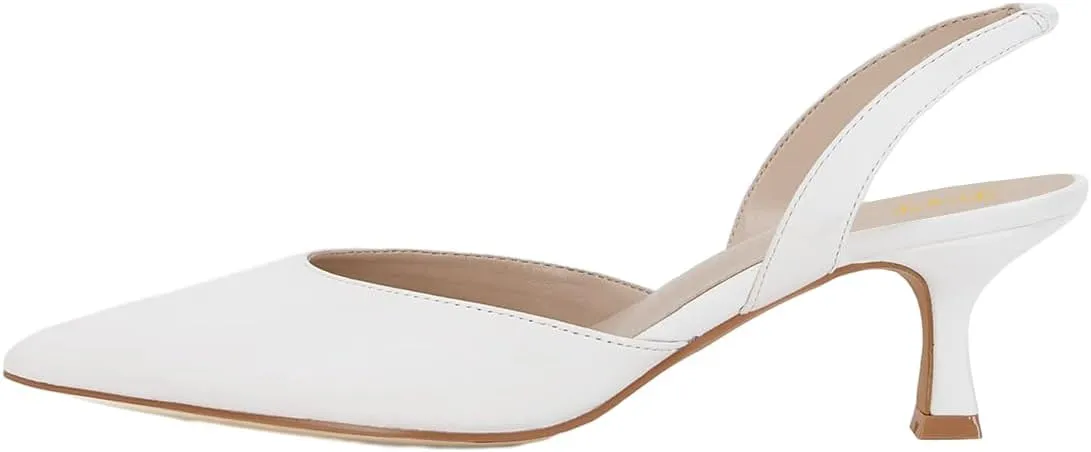 FOWT Women Pointed Toe Slip On Pumps Sexy Kitten Low Heel Slingback Comfortable Daily Shopping Proms Dancing Dress Shoes Size 4-16 US