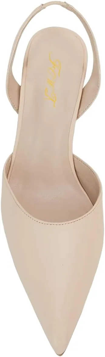 FOWT Women Pointed Toe Slip On Pumps Sexy Kitten Low Heel Slingback Comfortable Daily Shopping Proms Dancing Dress Shoes Size 4-16 US