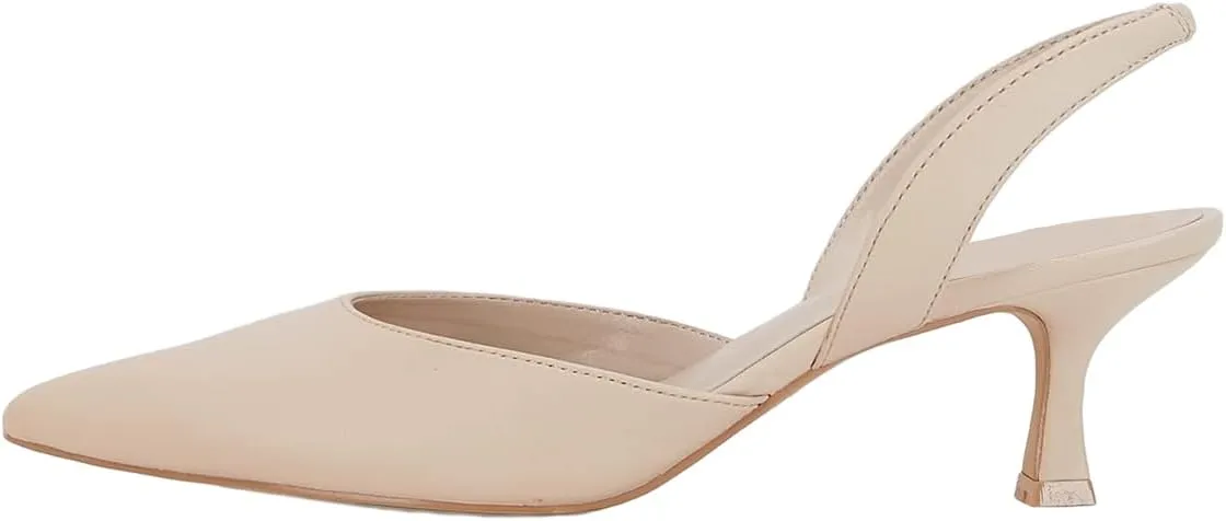 FOWT Women Pointed Toe Slip On Pumps Sexy Kitten Low Heel Slingback Comfortable Daily Shopping Proms Dancing Dress Shoes Size 4-16 US
