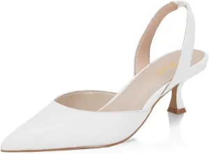 FOWT Women Pointed Toe Slip On Pumps Sexy Kitten Low Heel Slingback Comfortable Daily Shopping Proms Dancing Dress Shoes Size 4-16 US