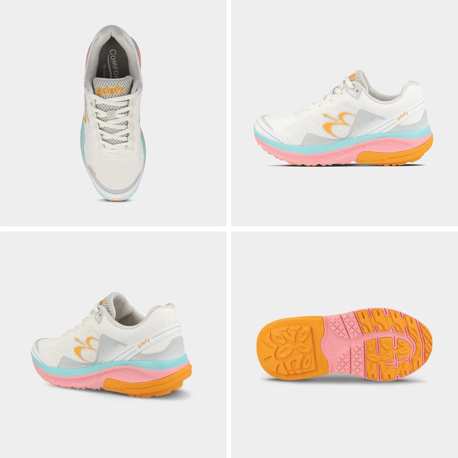 G-DEFY Mighty Walk Womens Orthopedic Walking Shoe | VersoShock Technology for Pain Associated with Running | Prolonged Standing | Arch Support | Diabetic Shoes | Wide Shoes | Free Custom Orthotic