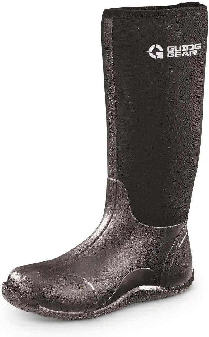 Guide Gear Women's High Bogger Waterproof Rubber Hunting Work Rain Boots 14, 5mm Neoprene Top