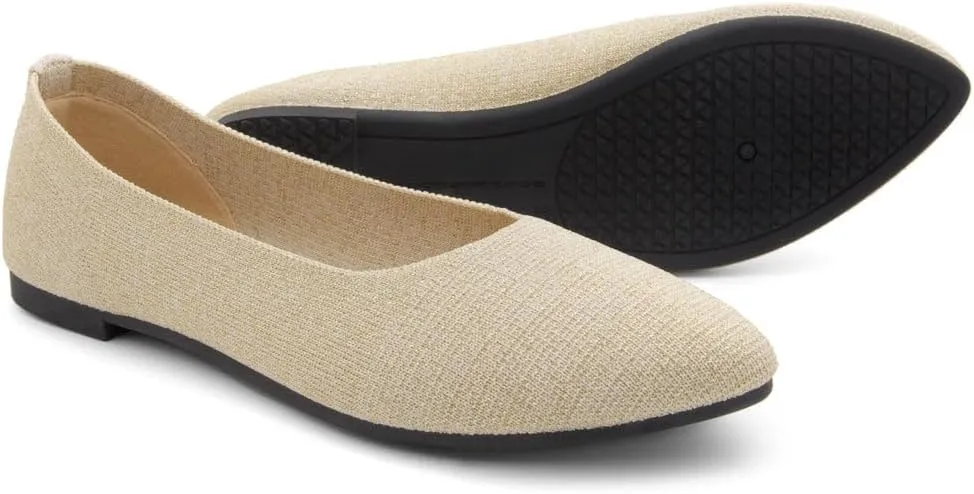 Herstyle Women's Flats  Dressy Pointed Toe Knit Ballet Flat Shoes with Memory Foam | Slip-On, Foldable & Comfortable for Work, Office, Party & Travel (2025 Trend)