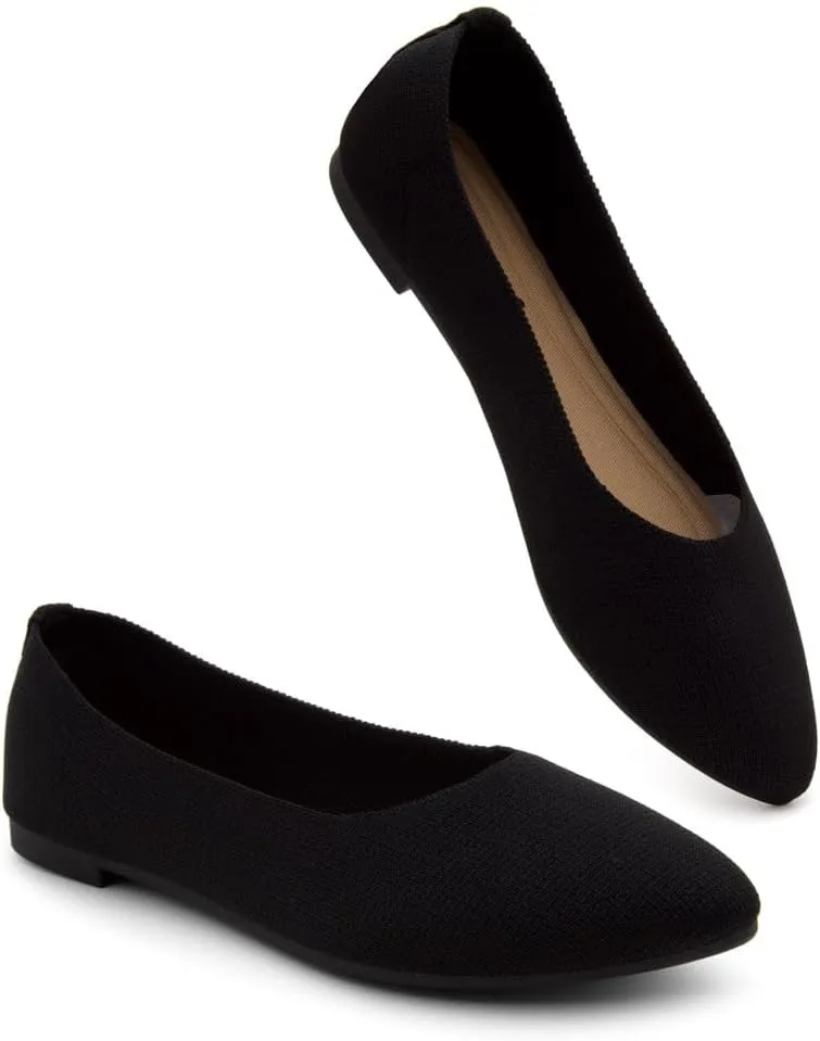 Herstyle Women's Flats  Dressy Pointed Toe Knit Ballet Flat Shoes with Memory Foam | Slip-On, Foldable & Comfortable for Work, Office, Party & Travel (2025 Trend)