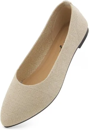 Herstyle Women's Flats  Dressy Pointed Toe Knit Ballet Flat Shoes with Memory Foam | Slip-On, Foldable & Comfortable for Work, Office, Party & Travel (2025 Trend)
