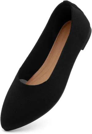 Herstyle Women's Flats  Dressy Pointed Toe Knit Ballet Flat Shoes with Memory Foam | Slip-On, Foldable & Comfortable for Work, Office, Party & Travel (2025 Trend)