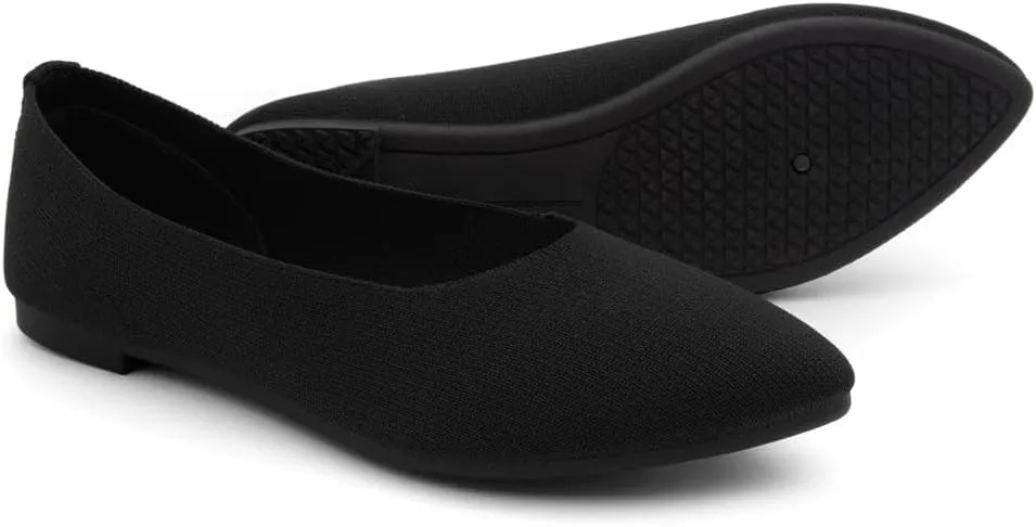 Herstyle Women's Flats  Dressy Pointed Toe Knit Ballet Flat Shoes with Memory Foam | Slip-On, Foldable & Comfortable for Work, Office, Party & Travel (2025 Trend)