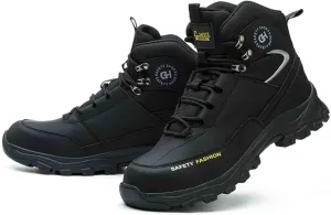 High-Topped Work Safety Shoes, Anti-Smash and Anti-Puncture Labour Insurance Shoes, Splash-Proof Steel Toes Protection Shoes, Non-Slip Adventure Sneakers(Black,5.5)