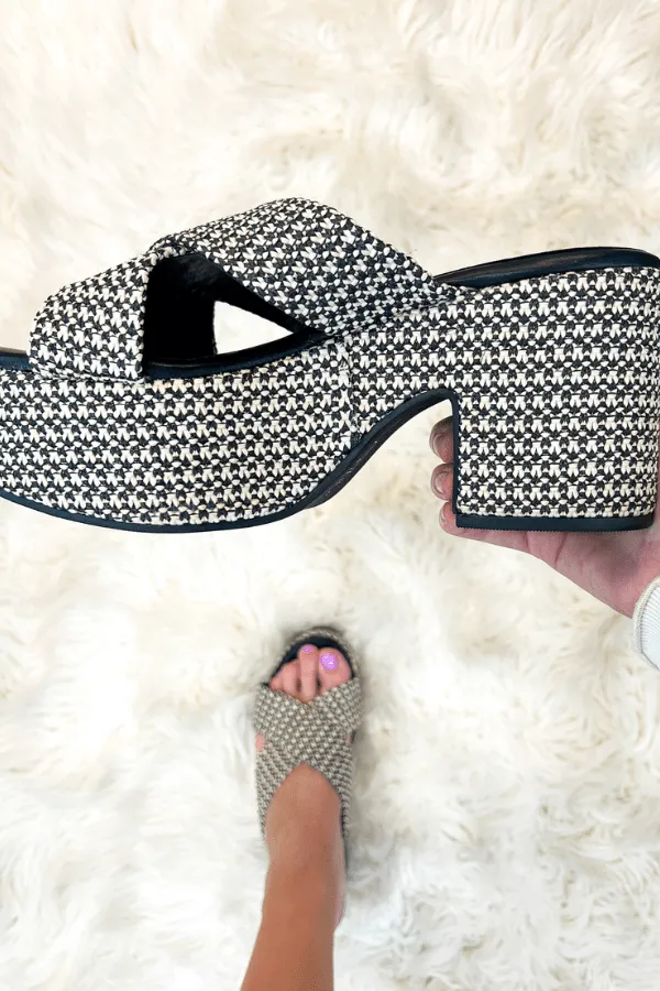 Imelda Chunky Wedges Black and White