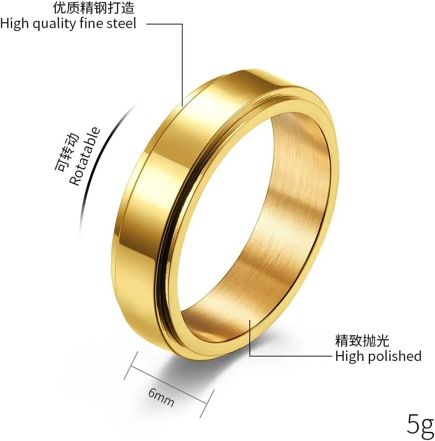 Inspirational Rings Silver Stainless Steel Cross Rings End to End Bible Content Christian Spinner Wedding Band Comfortable Fit Religious Gifts for Men Women, Size 5 to 12