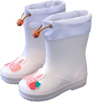 IWIHMIV Rain Boots for Toddler Girls Toddler Kids Lightwight Waterproof Rain Boots Rubber Adjustable Rain Boots