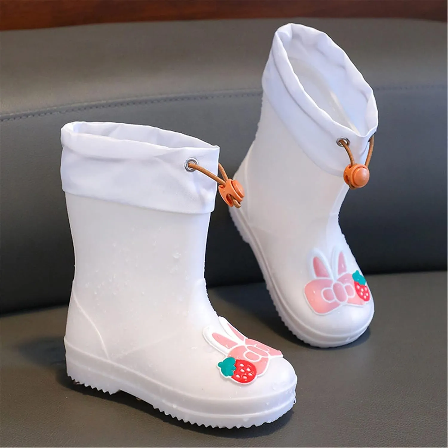 IWIHMIV Rain Boots for Toddler Girls Toddler Kids Lightwight Waterproof Rain Boots Rubber Adjustable Rain Boots