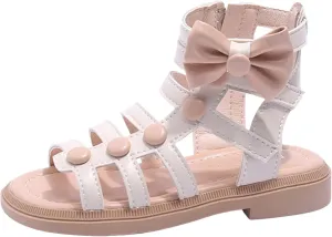 Kids Open Toe Roman Shoes for Girls Vintage High Top Strapped Flat Shoes Ankle Strap Soft Cute Girls Slippers Teen